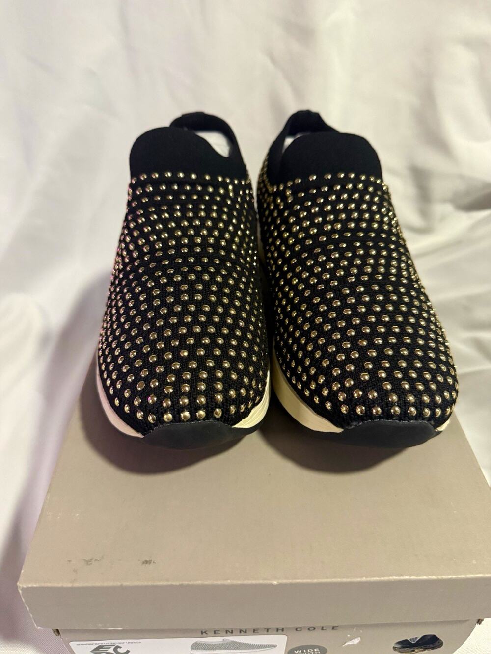 Reaction Kenneth Cole Cameron Stud Women's Wide Slip-On Sneakers Black/Gold